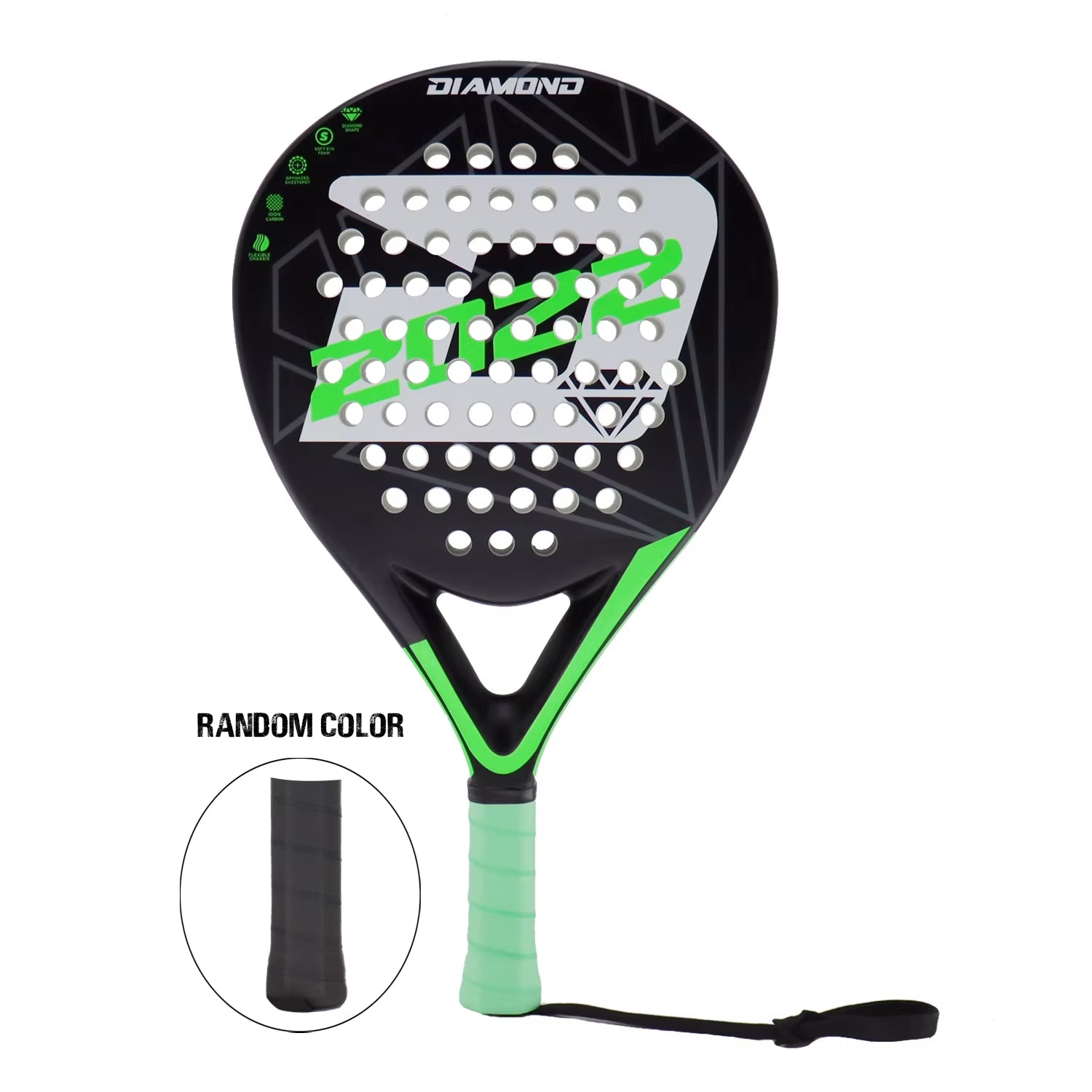 2022 Padel Racket Pro Tennis Padel Paddle Racket Full Carbon Diamond Shape High Blance for Advanced Plays EVA SOFT Padel Balls