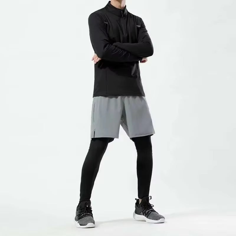 Two-Piece Illusion Men'S Sports Trousers Quick Dry Elastic Basketball Training Pants Summer Thin Fitness Running Casual Pants