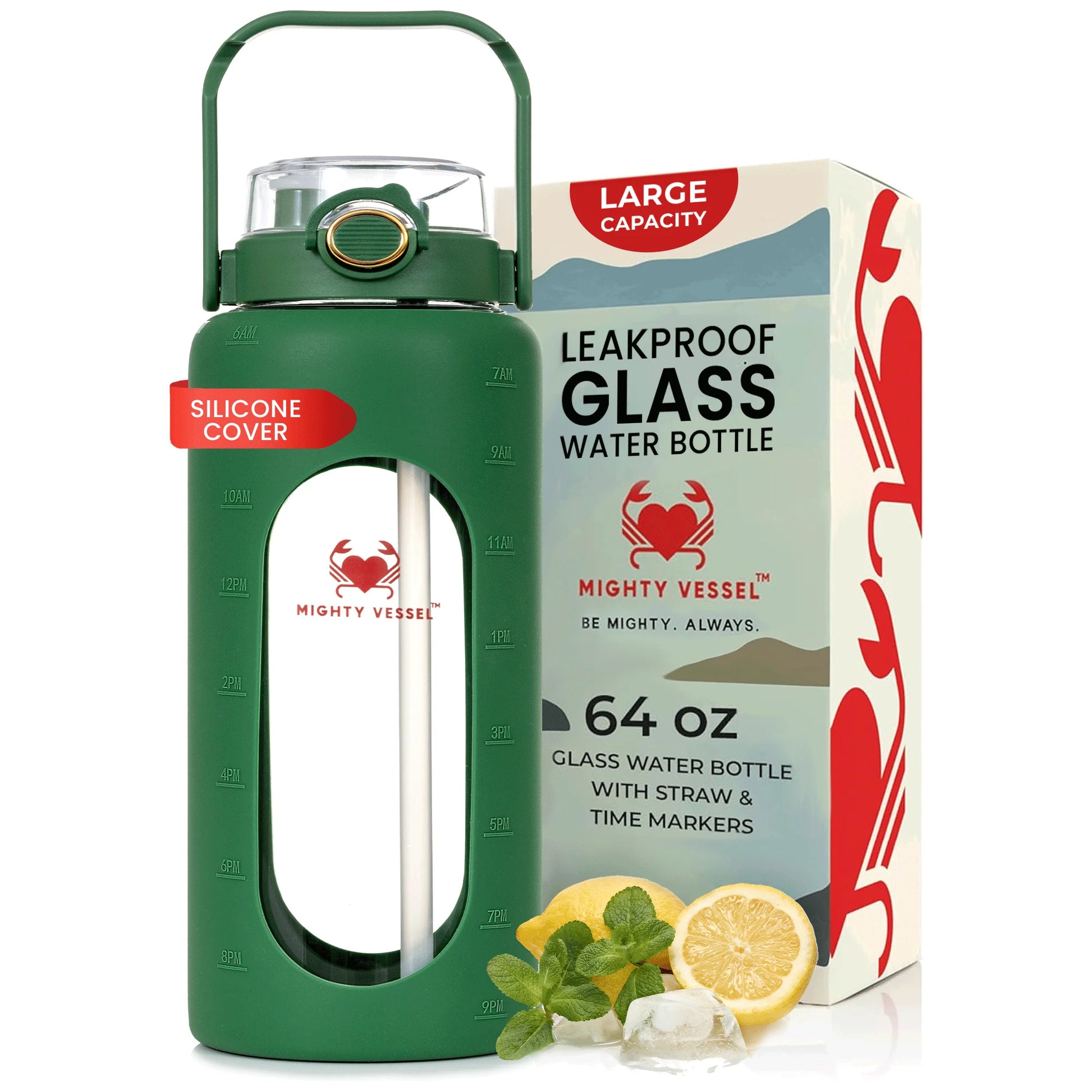 FINAL SALE - ™ SHATTER-RESISTANT GLASS WATER BOTTLE | 64 OZ