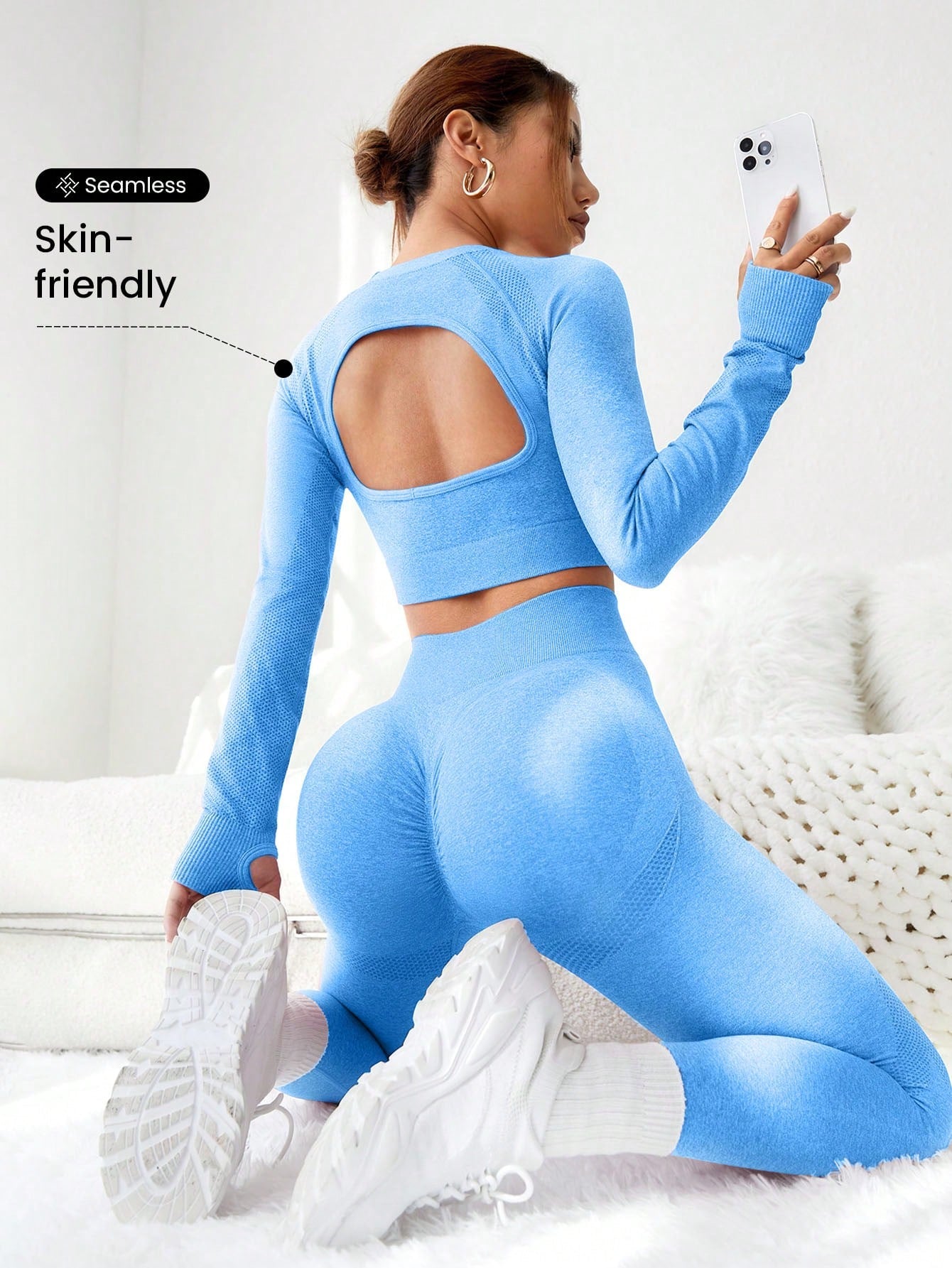 Slayoga Cut & Back Thumb Holes Sports Set Workout Women Setwomen Workout Set
