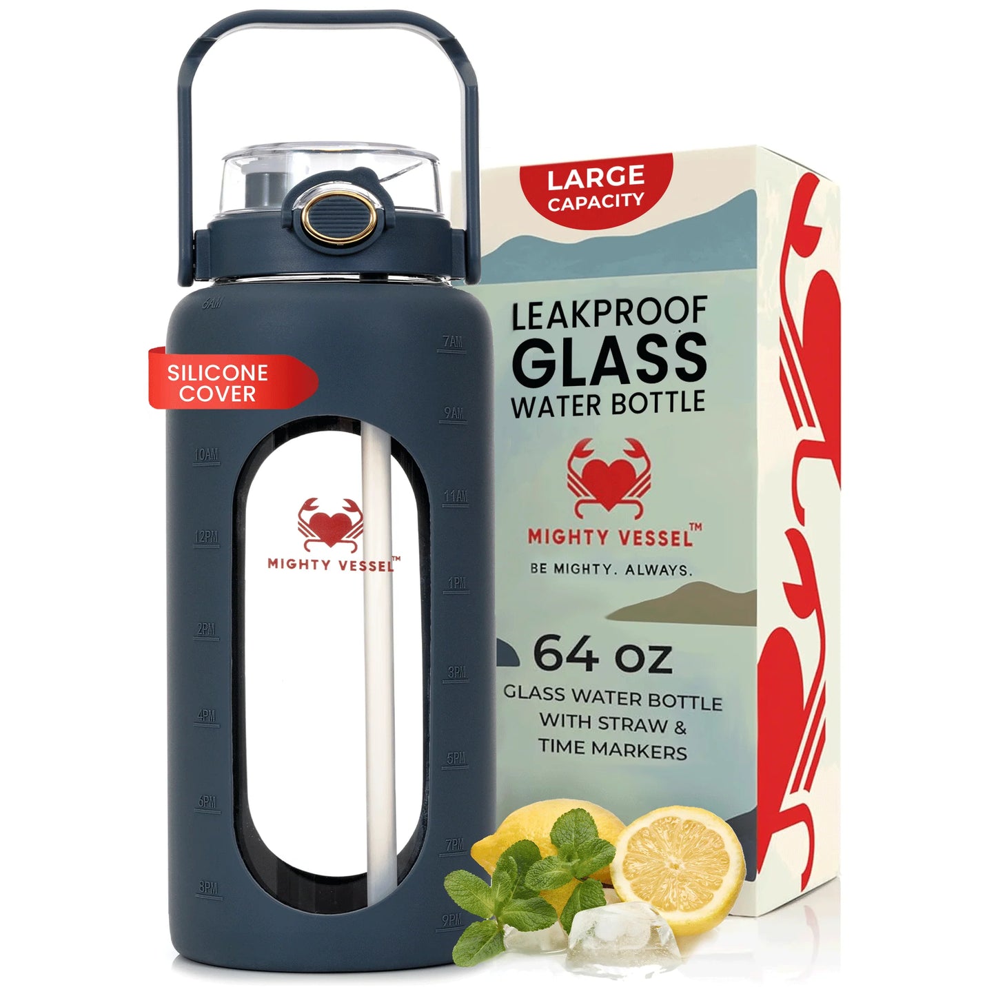 FINAL SALE - ™ SHATTER-RESISTANT GLASS WATER BOTTLE | 64 OZ