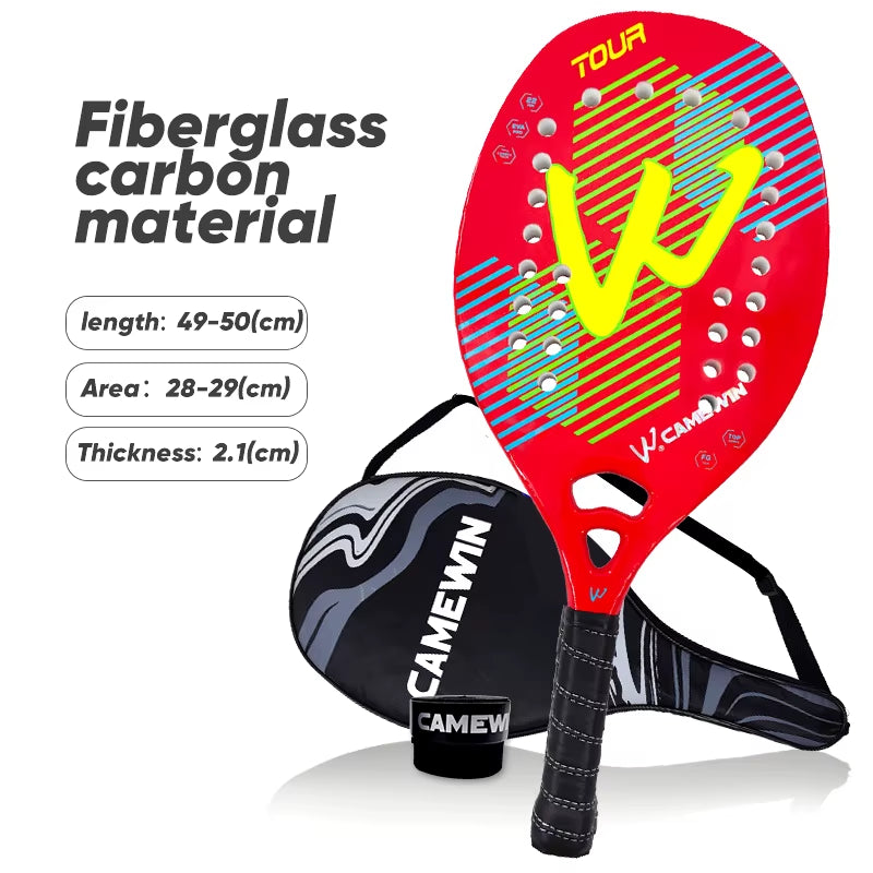 Camewin Beach Tennis Racket Padel Carbon Fiber Paddle Shovel Female Sports Woman Mens Carbon Padel Tennis Racket