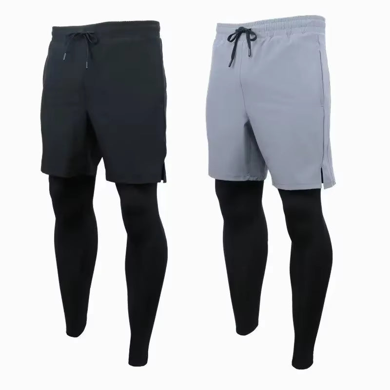 Two-Piece Illusion Men'S Sports Trousers Quick Dry Elastic Basketball Training Pants Summer Thin Fitness Running Casual Pants