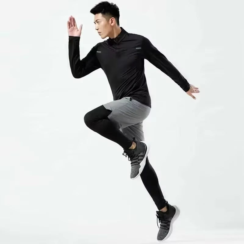 Two-Piece Illusion Men'S Sports Trousers Quick Dry Elastic Basketball Training Pants Summer Thin Fitness Running Casual Pants